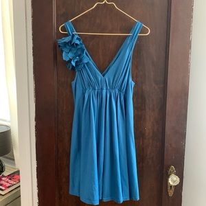 Elijah Blue Dress with Floral Pin